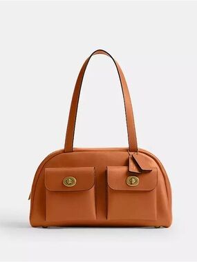 Coach Twin Turnlock Shoulder Bag in Brass/Toffee